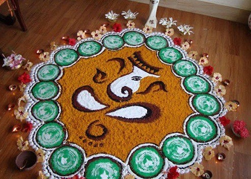 Naya Ganesh Rangoli menas