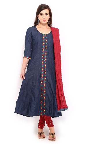 Denim Churidar Kurta