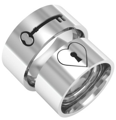 Užrakto ir rakto dizaino platinos poros žiedas