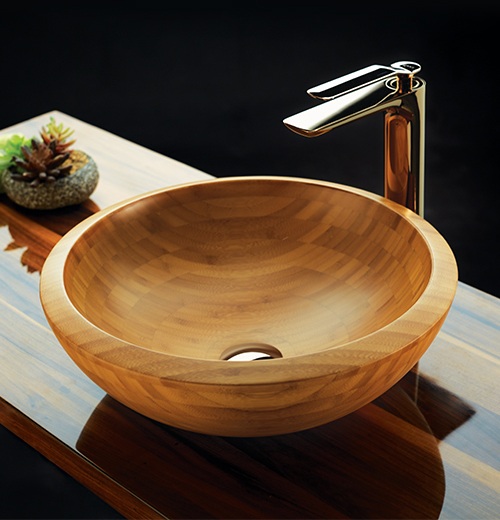 Dizainerio mediniai vonios kriauklės