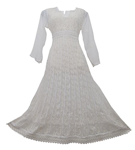 Lucknow I Beyaz Chikankari Kurti Anarkali