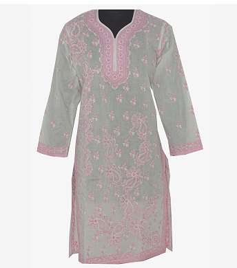 Gri ve Pembe Chikan Kurti