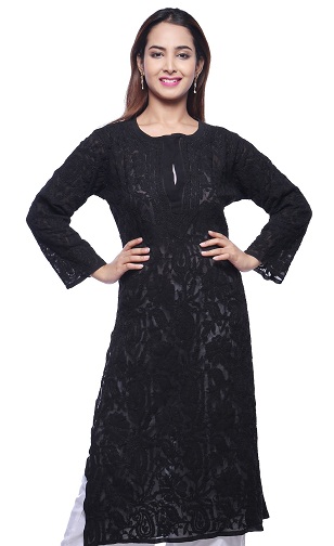 Juodasis Chikankari Kurti