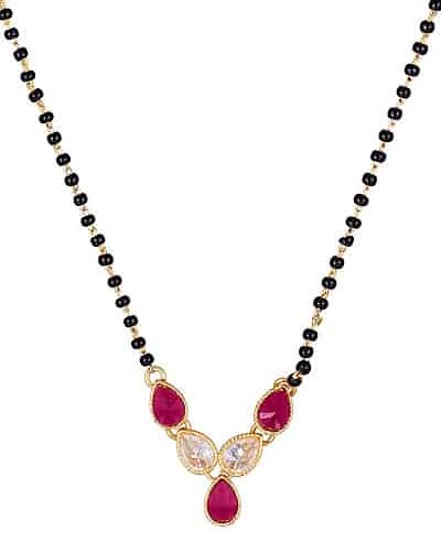 Juodas ir rožinis išgalvotas Mangalsutra dizainas