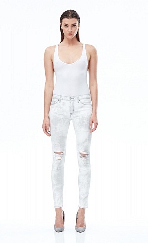 Orta Bel Skinny Beyaz Denim Kadın Jeans