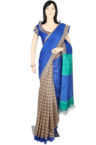 Kanchipuram Tussar İpek Saree