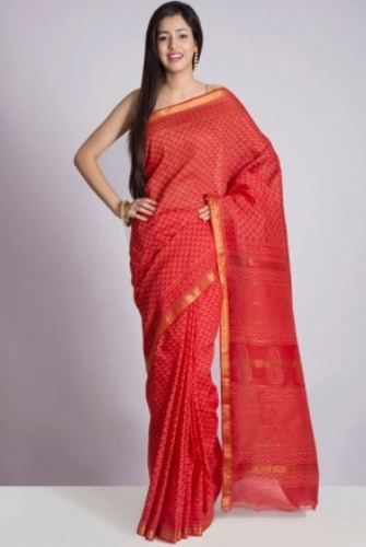 Raudonasis Maheshwari Tussar Silk Saree