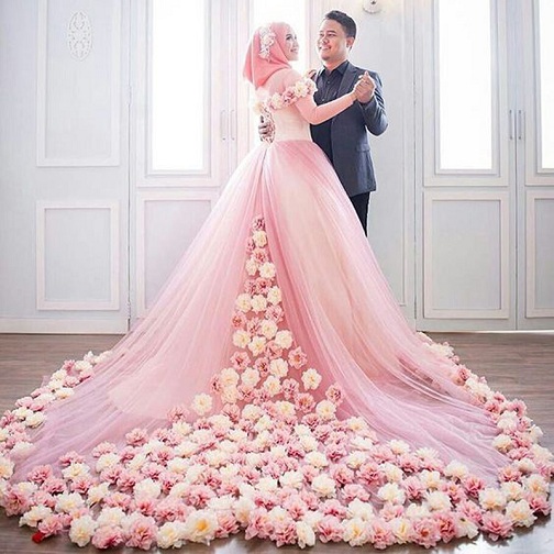 Gėlių vestuvių hidžabas
