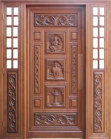 Teak Wood Pooja kambario durų dizainas