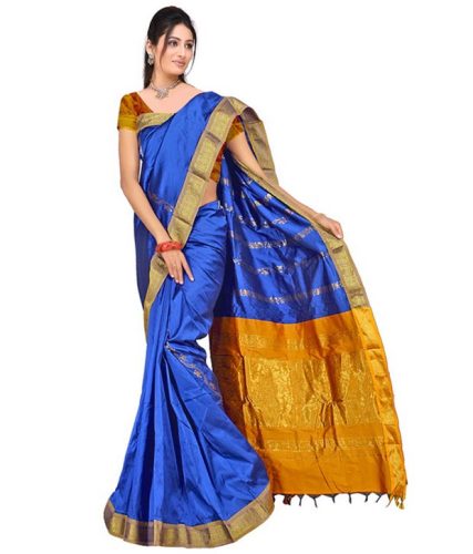 „Meenakshi Blue Nalli Cotton Saree“
