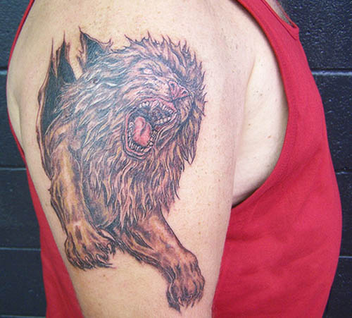 Įnirtingos liūto tatuiruotės vyrams
