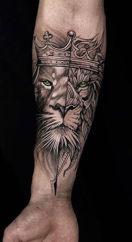 Liūto tatuiruočių dizainas vyrams