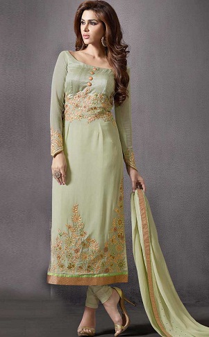Pista Green Silk Salwar kostiumas