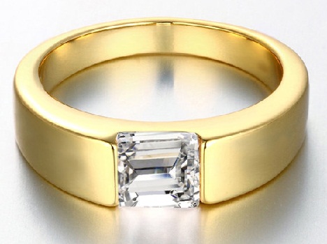 Geltono aukso žiedas su pasjanso deimantu