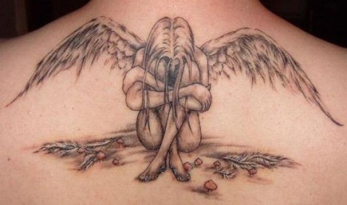 Fallen Velnio angelo tatuiruotė mergaitėms ant nugaros
