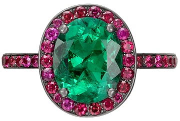 Rubino smaragdo žiedas moterims