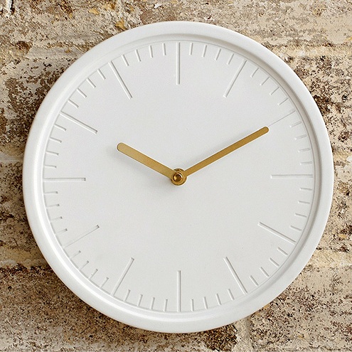 Baltas keraminis modernus sieninis laikrodis