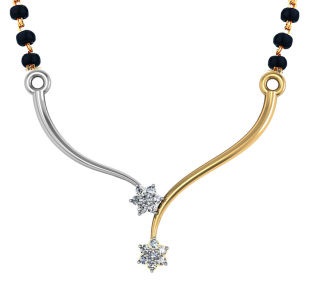 Beyaz ve Sarı Altın Basit Mangalsutra