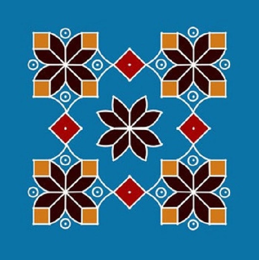 Kvadrato formos punktyrinis Rangoli dizainas