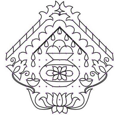 Specialus „Kolam“ dizainas „Pooja“