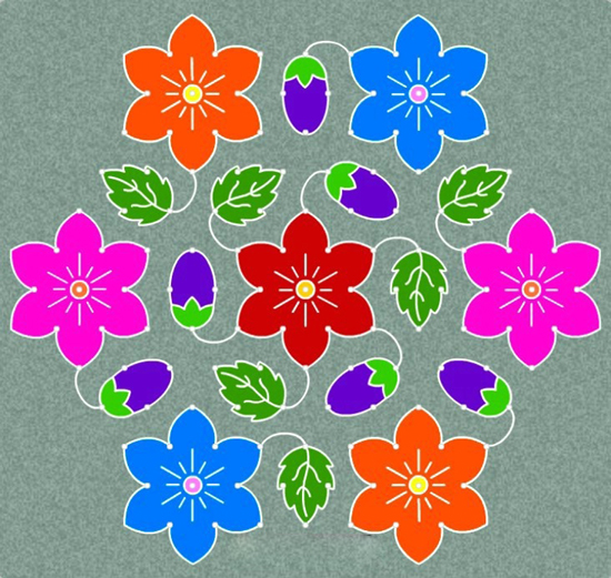 Çiçekli Rangoli Kolam