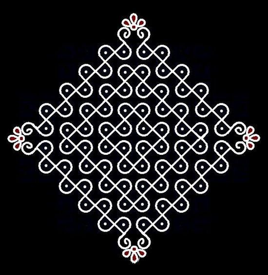 Noktalı Kolam Rangoli Tasarım