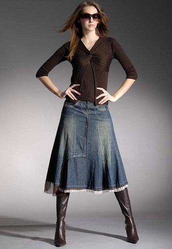 Stilingi džinsiniai žieminiai sijonai