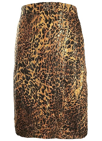Šilko leopardo sijonas aukštu juosmeniu