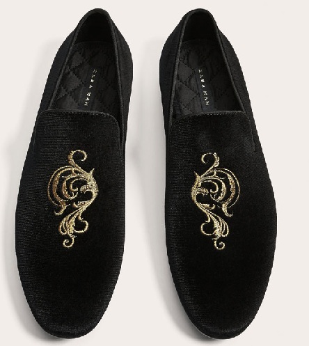 İşlemeli Siyah Loafer'lar