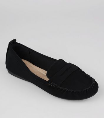 Geniş Kesim Siyah Loafer'lar