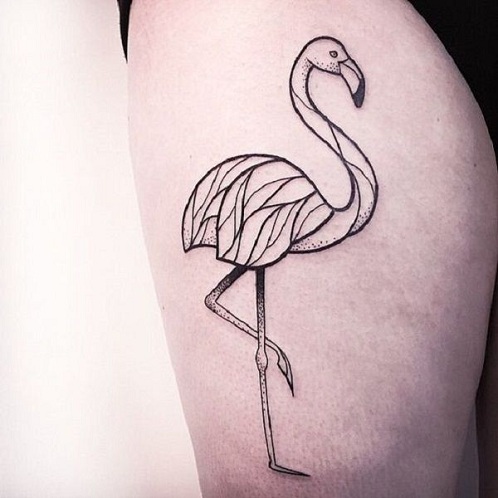 Flamingo linijos darbo tatuiruotė