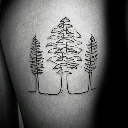 Medžio modelio linijos darbo tatuiruotė