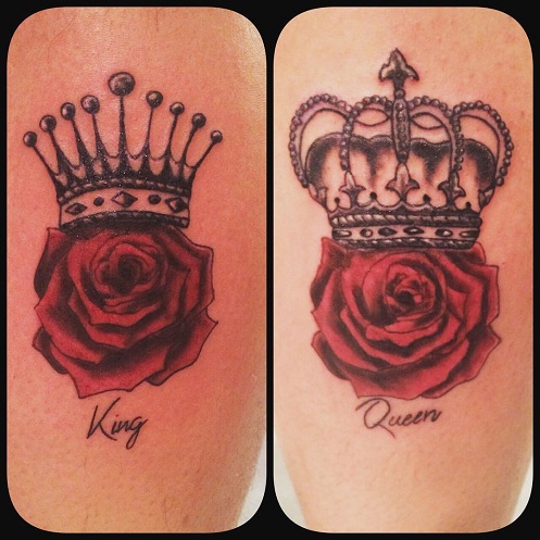 Karaliaus ir karalienės rožių tatuiruotė