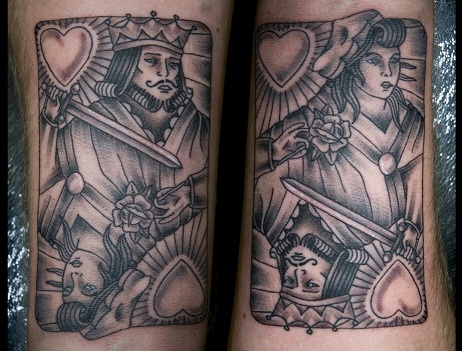 Karaliaus ir karalienės poros tatuiruotės dizainas