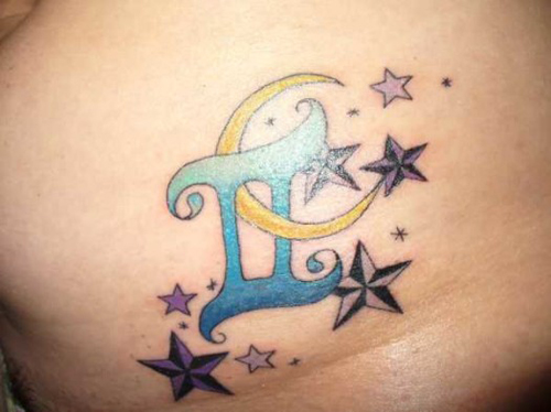 Žvaigždžių ir mėnulio Dvynių tatuiruočių dizainas