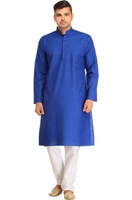 Düz Mavi Kurta Pijama