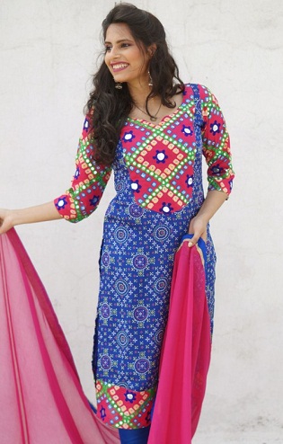 „Mirror Work Bandhani Salwar“ kostiumas