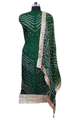 Žalias Bandhani Salwar kostiumas