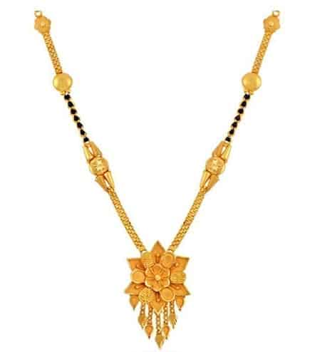Aukso gėlių mangalsutra dizainas