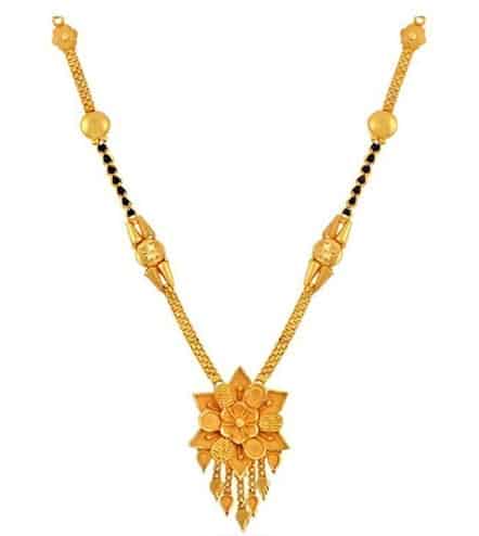 Aukso gėlių mangalsutra dizainas