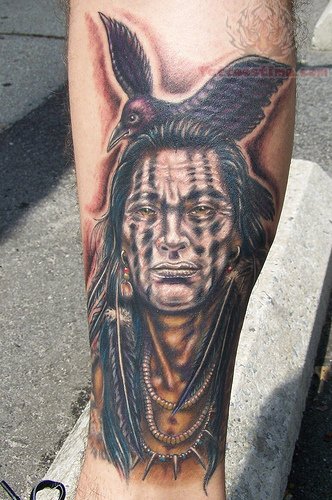 Amerikos indėnų kario tatuiruotės dizainas