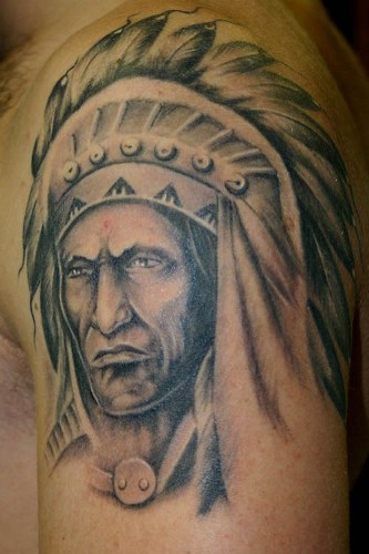 Amerikos raudonos Indijos tatuiruotės dizainas