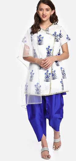 Dhoti ile Çiçek Katmanlı Kurta