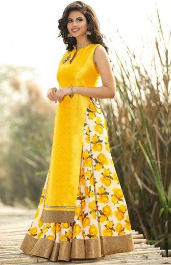Geltona ir balta Lehenga