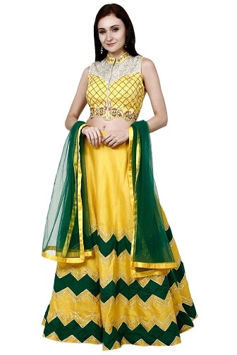 Geltona ir žalia Lehenga