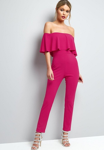 „Pink Frill Bar Dot Neck Culotte“ kombinezonas