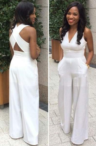 „Twist Back White Culotte“ kombinezonai