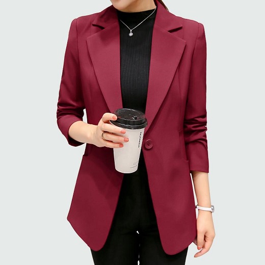 Maroon ir Black Blazer Women