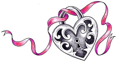 Širdies tatuiruotės meilės medalionai