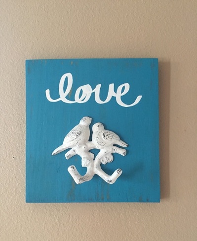 „Key Hook Love Bird Wooden Craft“